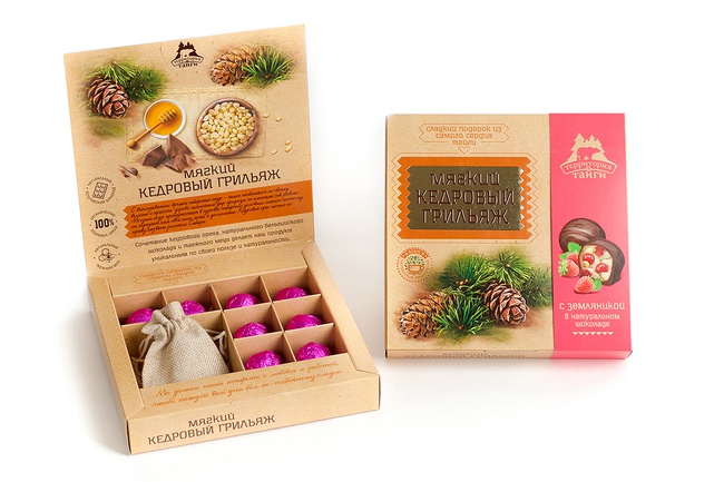 Мягкий кедровый грильяж с ягодами в коробке 120гр (на выбор)/ Ассорти/  *Бонус: травяной чай в подарок!