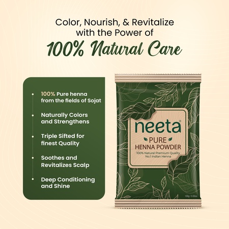 Neeta 100% Pure Henna Powder Brown 100g (Pack of 1) | Natural Hair Color & Shine | No Ammonia, No Chemicals