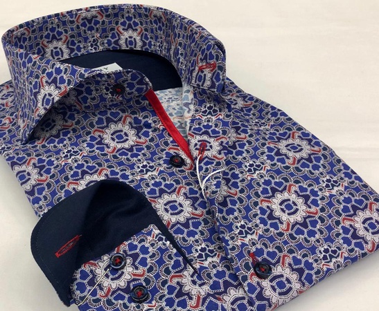 Высококачественные хлопковые лайкра с цифровым принтом мужские рубашки