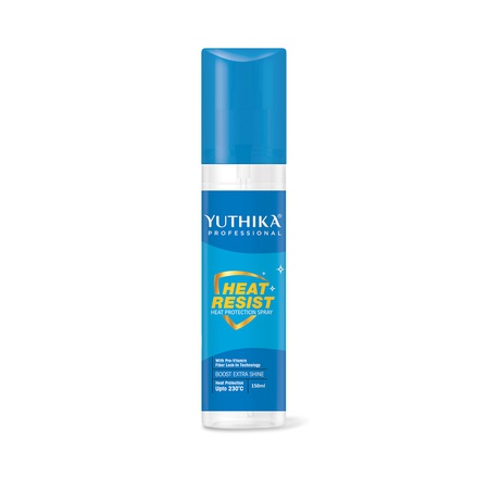 Yuthika Professional Heat Protection Spray 150ml With Pro-Vitamin B5 & Fiber | Heat Protection up to 230°C | Extra Shine Hair Spray Mist For Women & Men | Ideal For Styling, Curling & Straightening