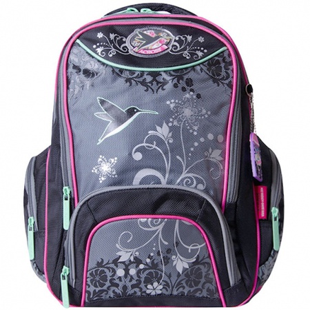 Рюкзак KB1522 Цвет: черный с серо-розовой отделкой