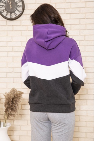 ХУДИ ЖЕНСКИЙ НА ФЛИСЕ  ЦВЕТ ФИОЛЕТОВО-БЕЛЫЙ