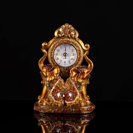 Настольные часы с натуральным балтийским янтарем "Слоны"