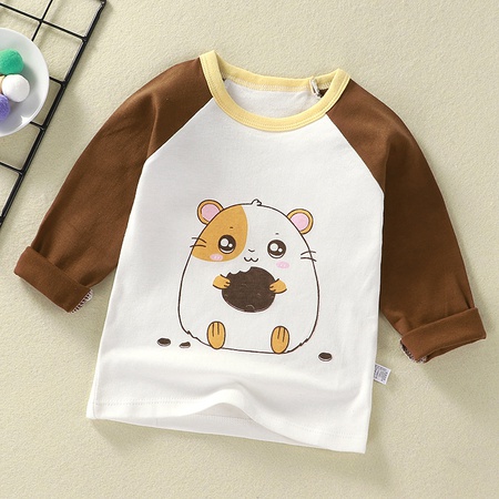 Children's bottoming shirt pure cotton t shirt spring and autumn new baby cartoon top boys and girls single baby long sleeves