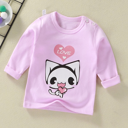 Children's bottoming shirt pure cotton t shirt spring and autumn new baby cartoon top boys and girls single baby long sleeves