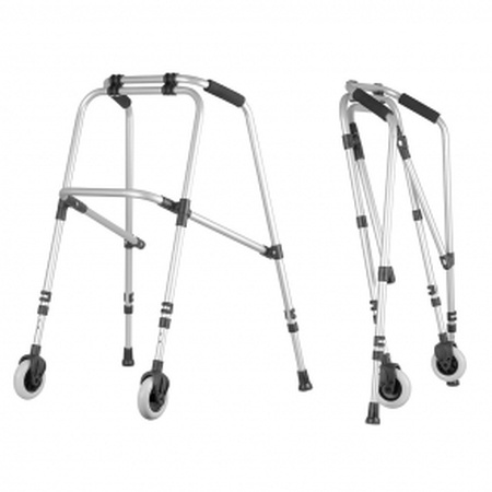 Folding walker with 2 wheels