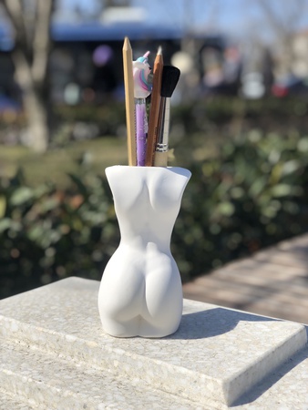 Кашпо декоративное / Органайзер / Подарок статуэтка для декора из гипса