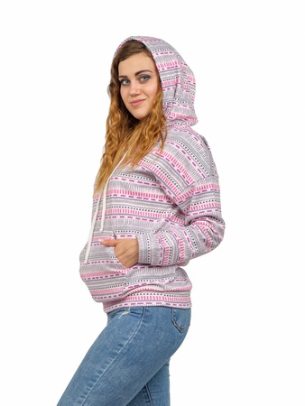 Кофта розовая с капюшоном Геометрия М-0144Р