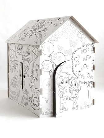 Детский игровой домик раскраска из картона