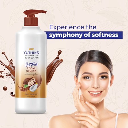 Yuthika Cocoa Body Lotion for Women & Men, Non-Greasy Moisturizer for Dry Skin, Soft, Smooth Skin, Daily Use (1000ml)