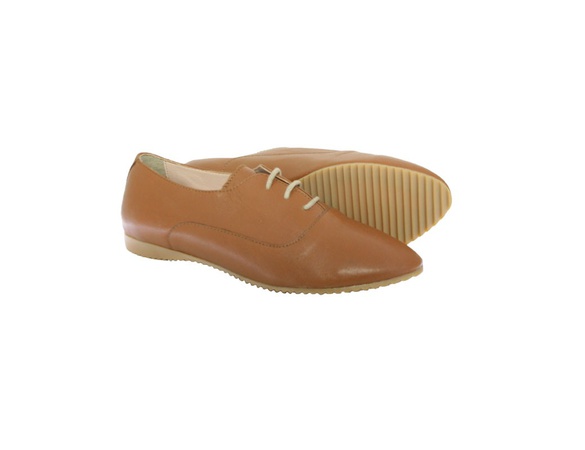 Genuine Leather, Tan, Laced, Oxford, Casual, Handmade, Women Shoes