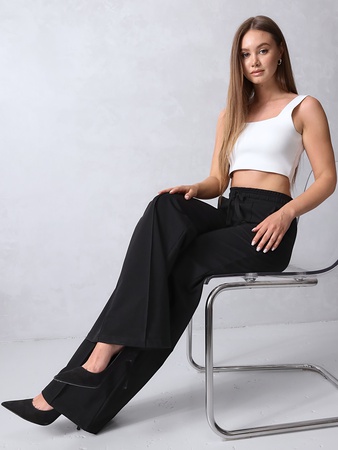 Брюки палаццо широкие на резинке