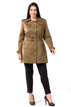 Спортивное пальто больших размеров с поясом