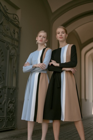 Çizgili A-line elbise &#39;20