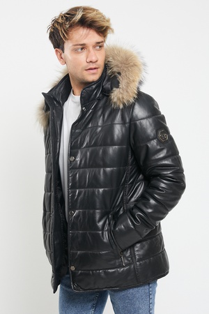 Кожаная куртка мужская - Slim Fit