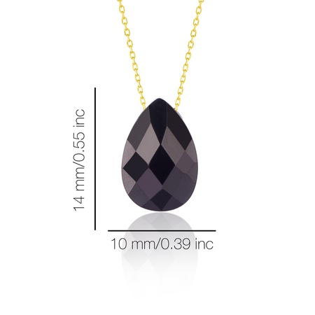 Even & Pétra 14k Gold Black Drop Stone Necklace