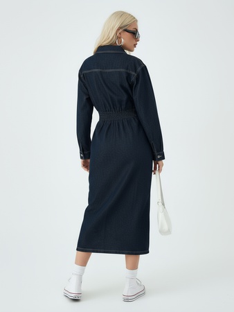 Платье женское джинсовое с длинным рукавом