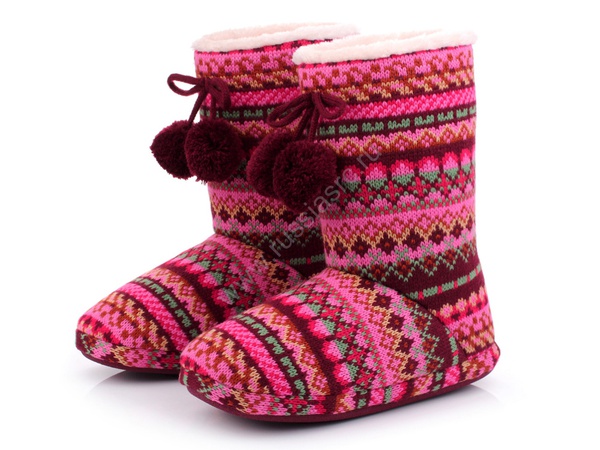 Домашние угги с плюшевыми помпонами L-124