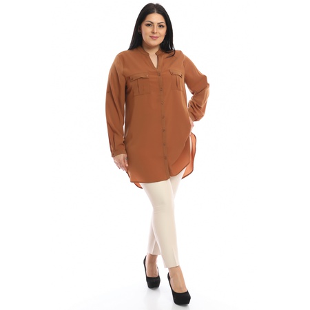 Büyük Beden Klasik Krep Gömlek