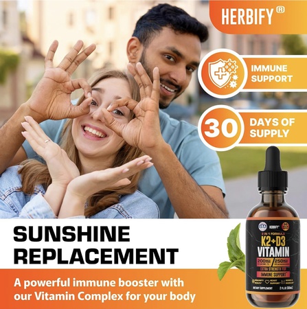 Витамин D3 K2 в каплях – жидкие витамины для женщин, мужчин и подростков – добавки для укрепления костей – витамины D3 K2 для поддержки иммунитета и здоровья сердца – витамин D3 10000 МЕ в каплях K2 – 2 унции