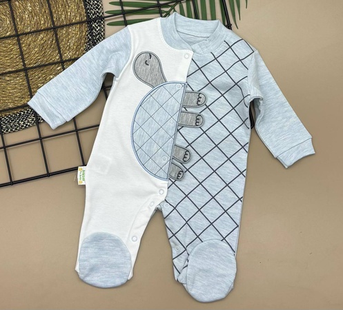 3-6/6-9/9-12 month Düğmeli ve Desenli Aylık Tulum