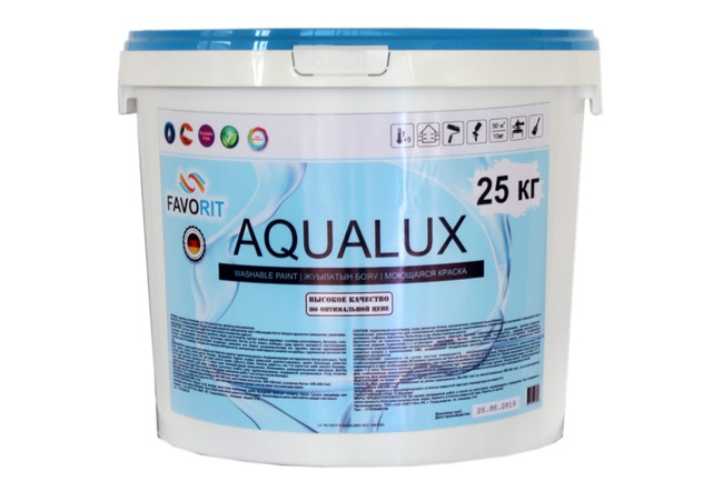 Моющаяся водоэмульсионная краска для стен и потолков внутри помещения "AQUALUX". Тара 25 кг., 15 кг., 7 кг., 4 кг., 2,5 кг., 1,5 кг.
