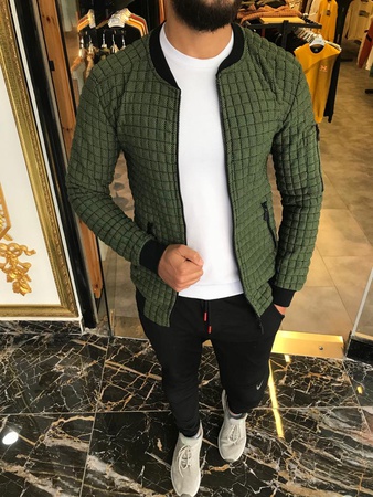 Jakarlı Kapitone Kumaş, Tam fermuarlı, Kolej Yaka Sweat / Pullover