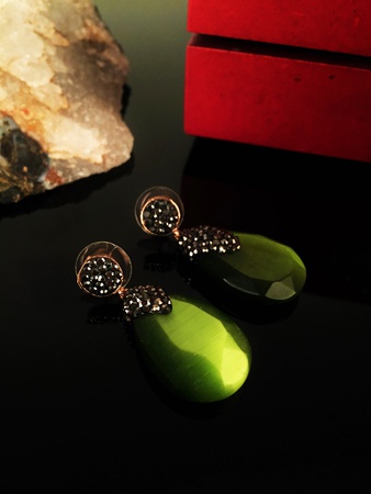 TURKISH JEWELRY CATEYE STONE HANDMADE EARRING