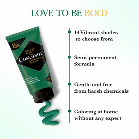 Cosglam Semi Permanent Hair Color for Women & Men, (120gm, Crazy Green)