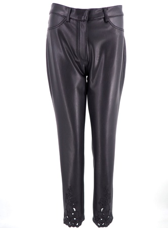 Leather pants with lazer detail