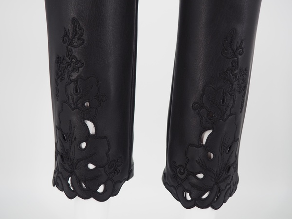 Leather pants with lazer detail