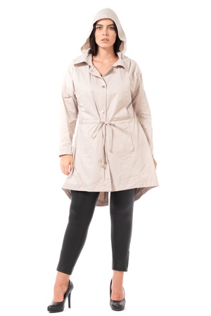 Büyük Beden Beli Büzgülü Parka