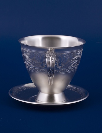 Серебряная чашка с блюдцем №20