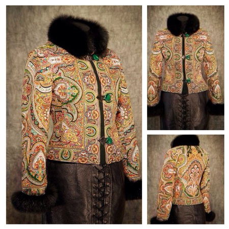 Жакеты с натуральным мехом песца в русском стиле