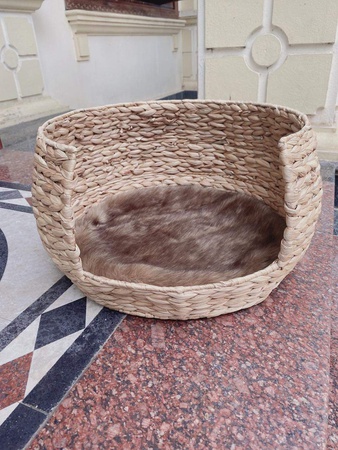 Hasır Rattan Evcil Hayvan Yatağı, Dokuma Kedi Yatağı, El Yapımı Evcil Hayvan Evi Ev, Köpek Yatağı