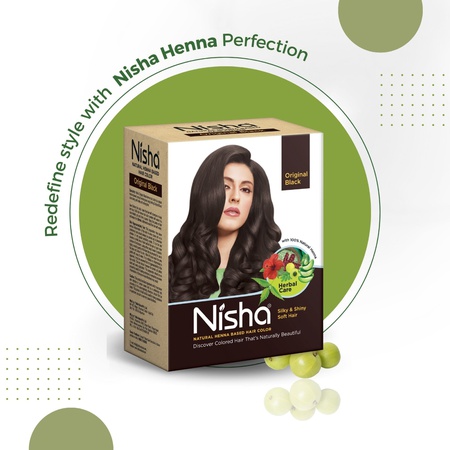 Nisha Hair Colour for Women - Original Black, 60g (Pack of 1) | 100% Pure Henna-Based Powder Ammonia-Free