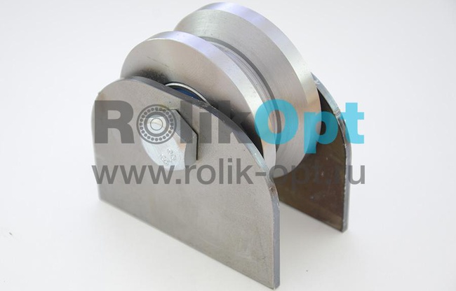 Ролик для ворот МЕТАЛ. d.65 под УГОЛ на ПЛАСТИНАХ