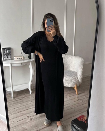 Kadın iki parçalı hırka elbise