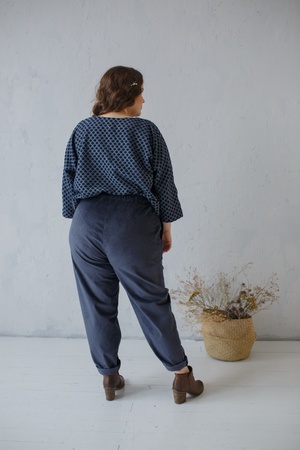 Fitilli kadife yüksek belli muz pantolon