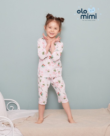 NEW 20SS 3/4-sleeve premium cotton slub fabric Soft and comfy - Cherry blossom