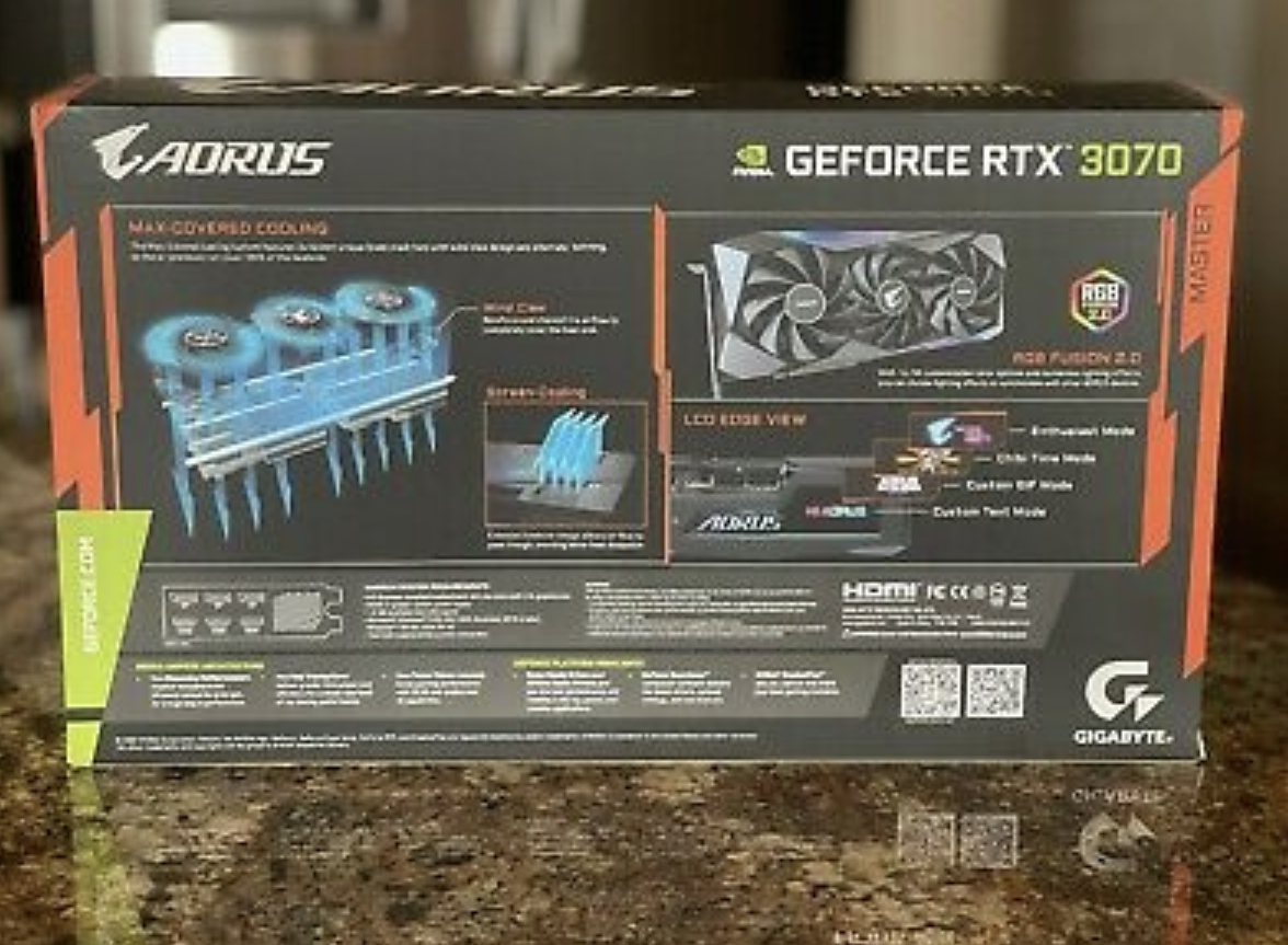 Gigabyte Aorus Geforce Nvidia RTX 3070 Master 8GB Graphics Card
